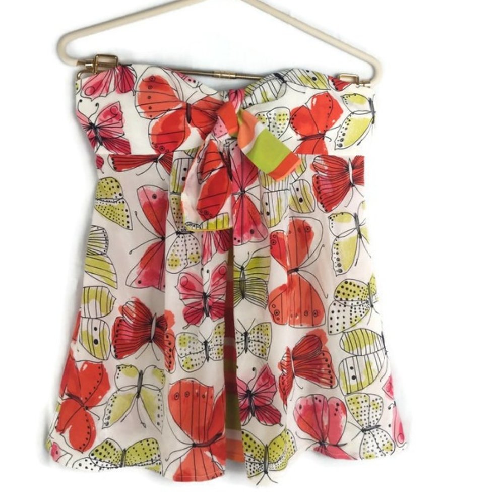 Nanette Lepore Silk Floral Strapless Top Size 2